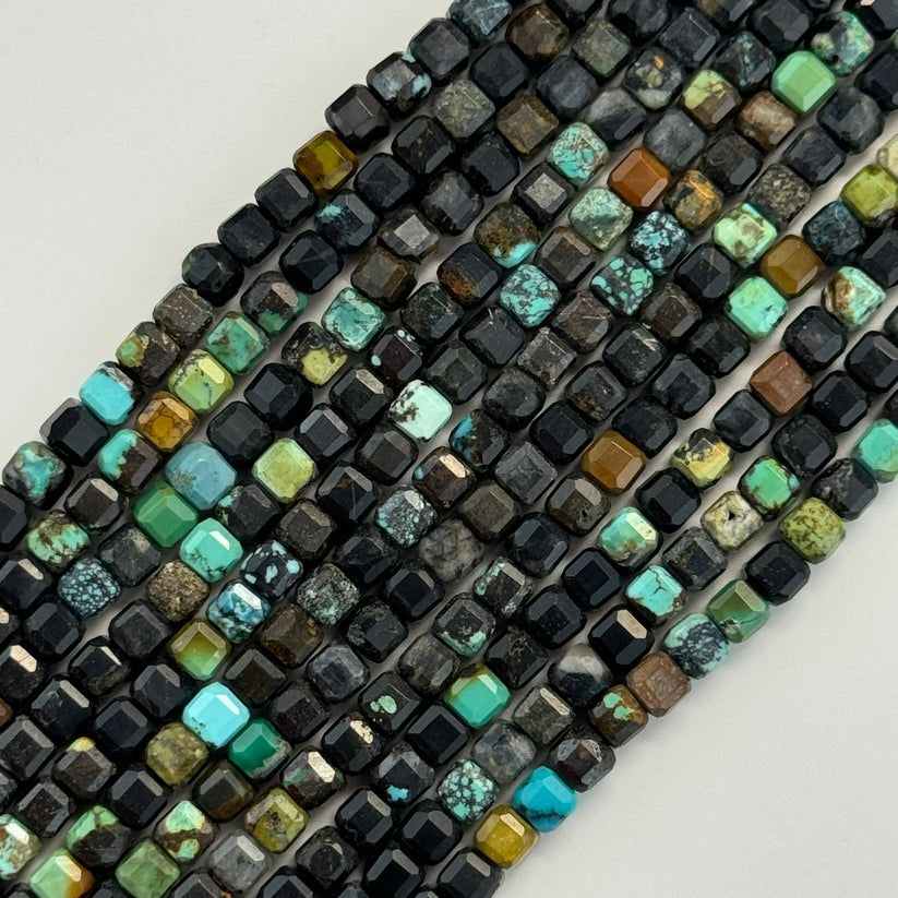Faceted Square Semi Precious Stone Beads