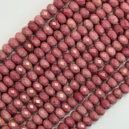 Rhodonite Faceted Rondelle Beads (High Quality) image 0
