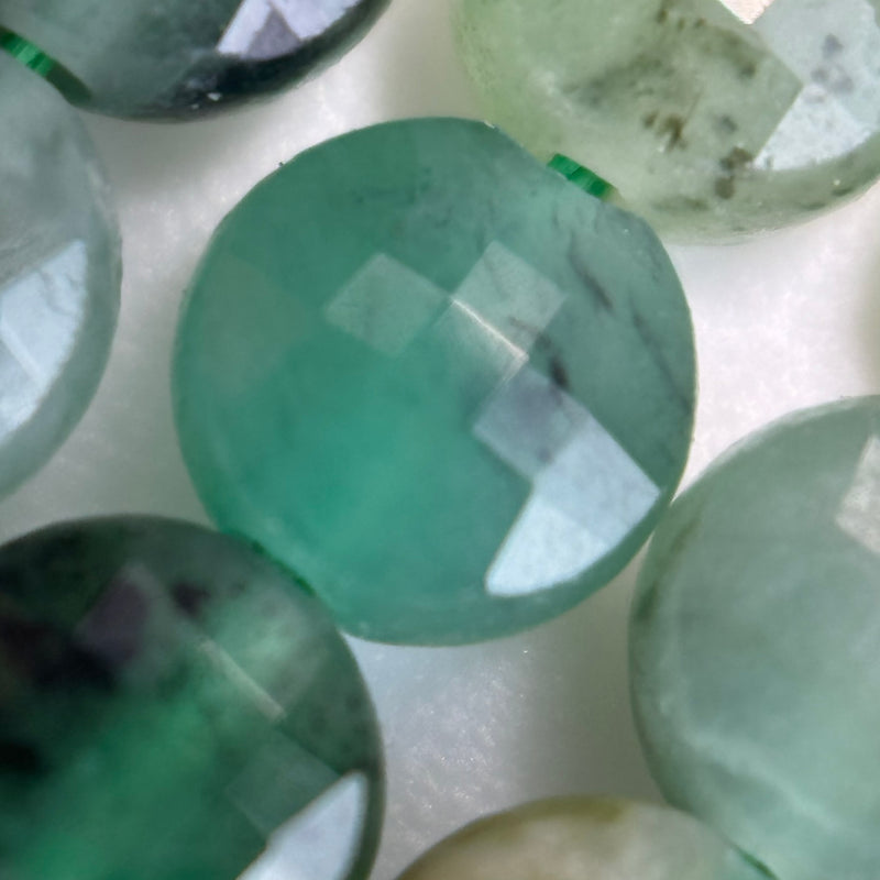 Emerald Lentil Shape Gemstone Beads (A Quality)