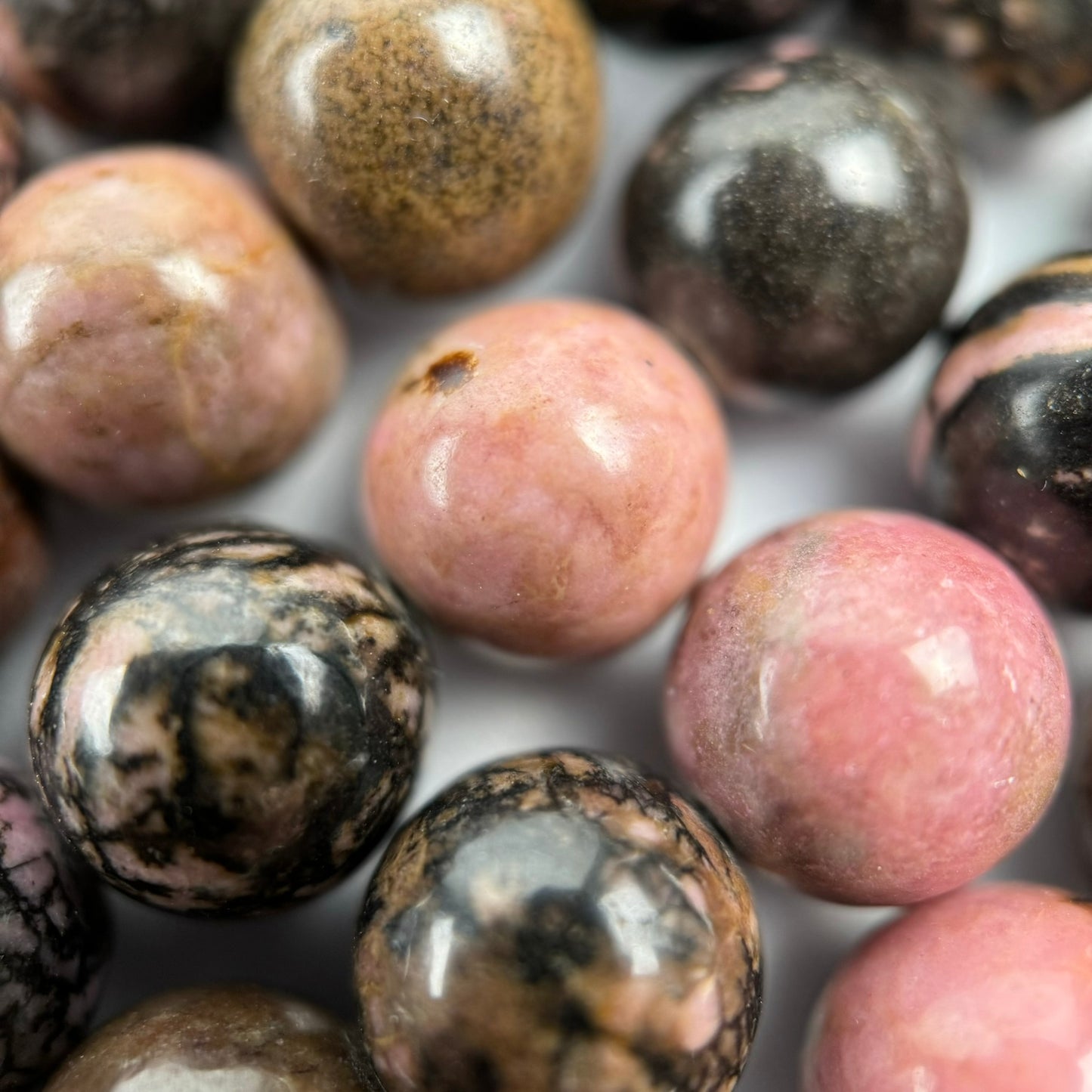 Dendritic Rhodonite Polished Round Beads image 2