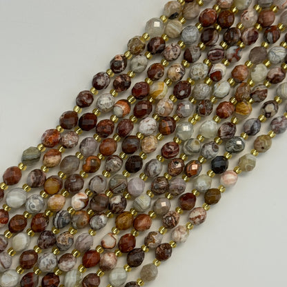 Crazy Lace Agate Faceted Barrel 8 Beads image 0