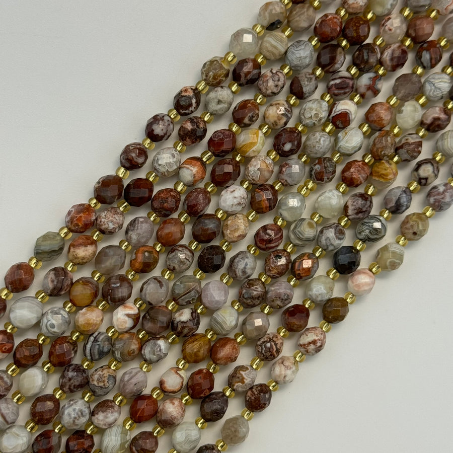 Crazy Lace Agate Faceted Barrel 8 Beads image 0