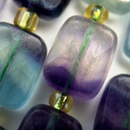 Rainbow Fluorite Rectangular Faceted Cushion Cut 10xÂ8 mm Beads image 7