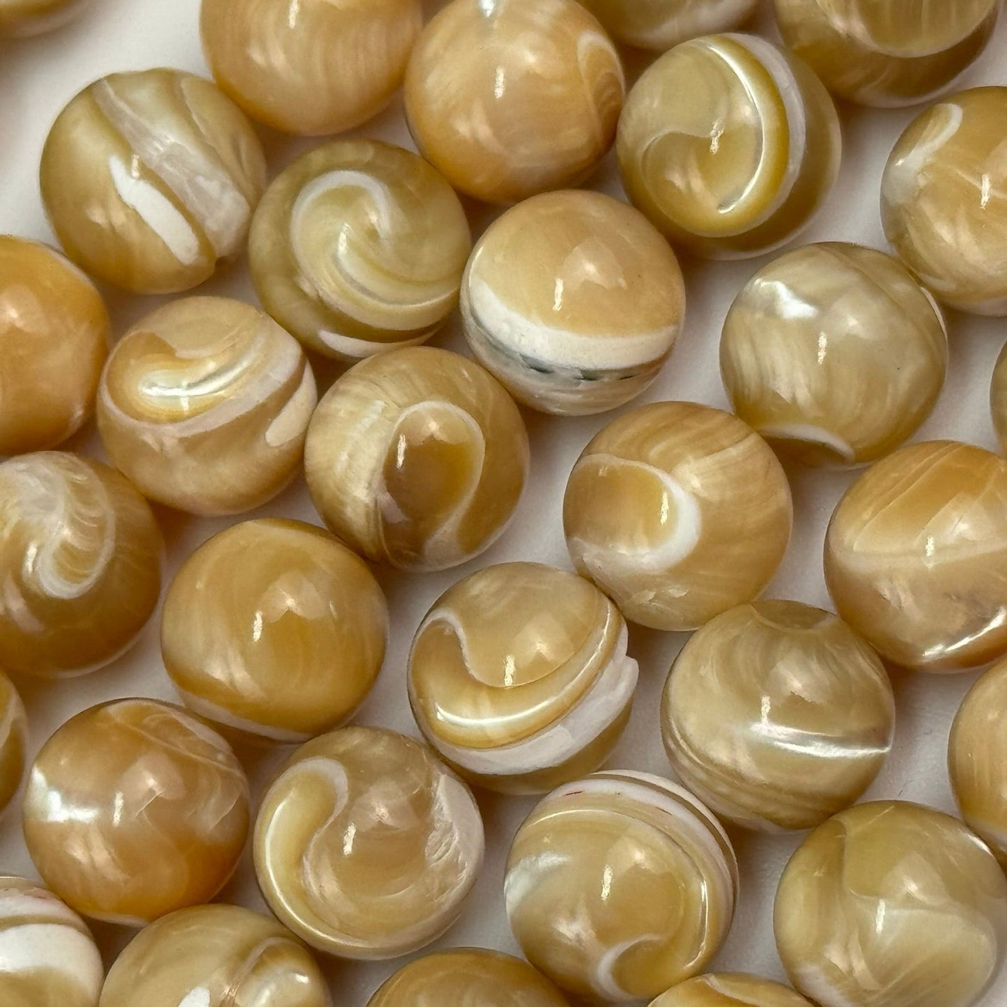 Yellow Banded Calcite Beads - Polished Round