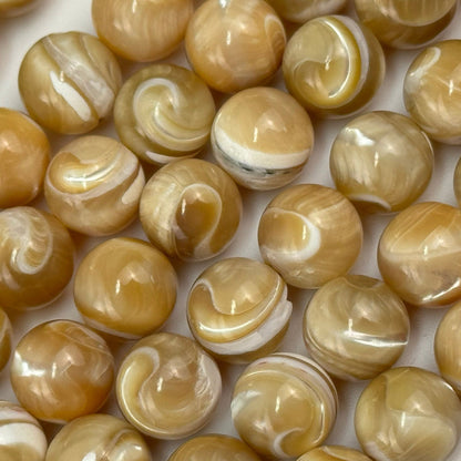 Yellow Banded Calcite Beads - Polished Round