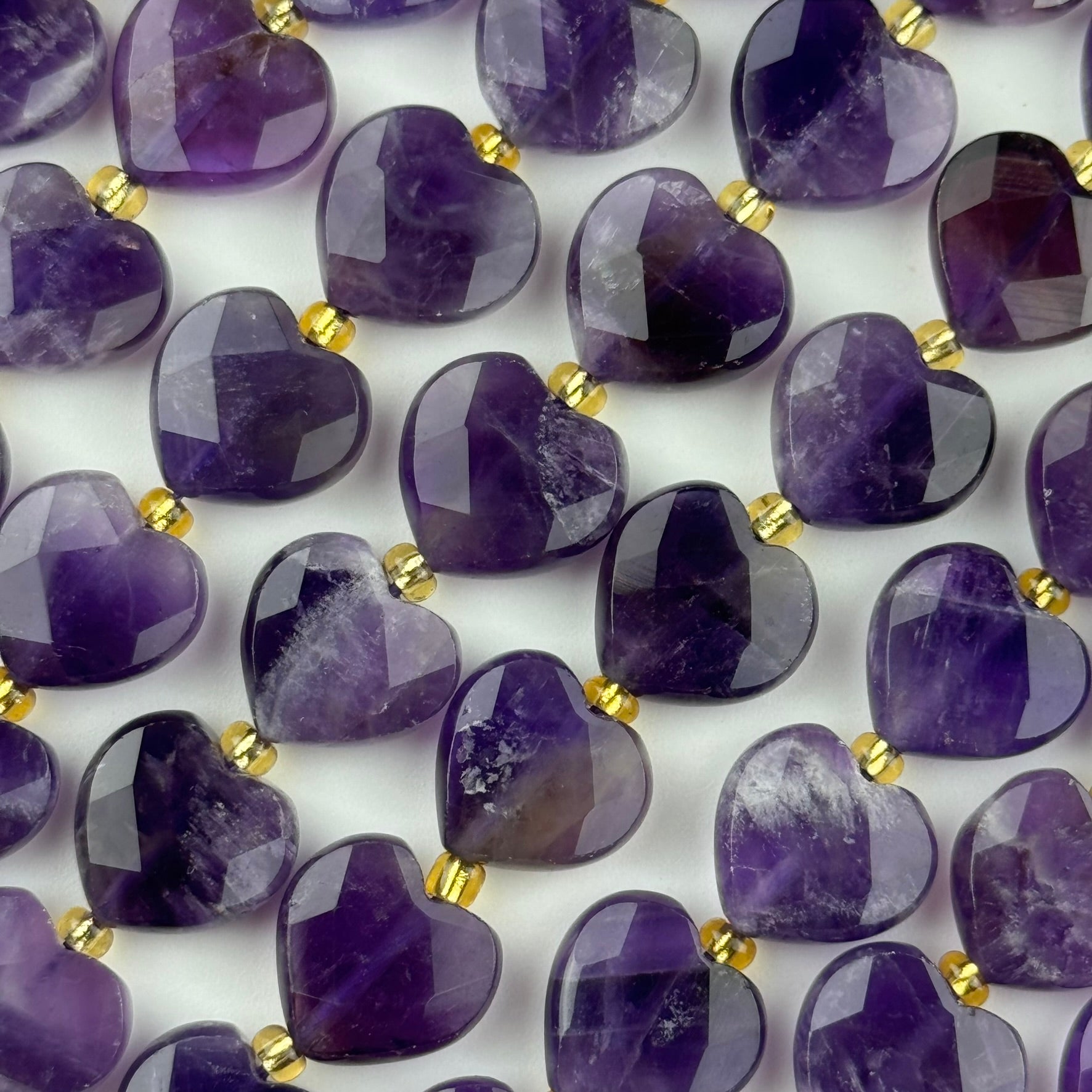 Chevron Amethyst Faceted Heart 12xï¿½12 mm Beads image 1