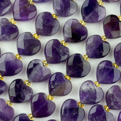 Chevron Amethyst Faceted Heart 12xï¿½12 mm Beads image 1