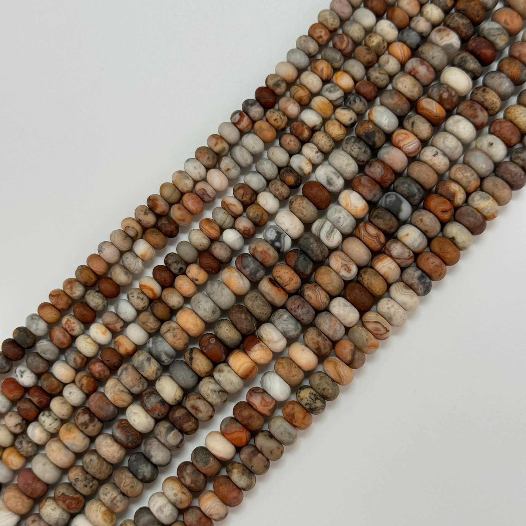 Orange Crazy Lace Agate Frosted Rondelle Beads image 2