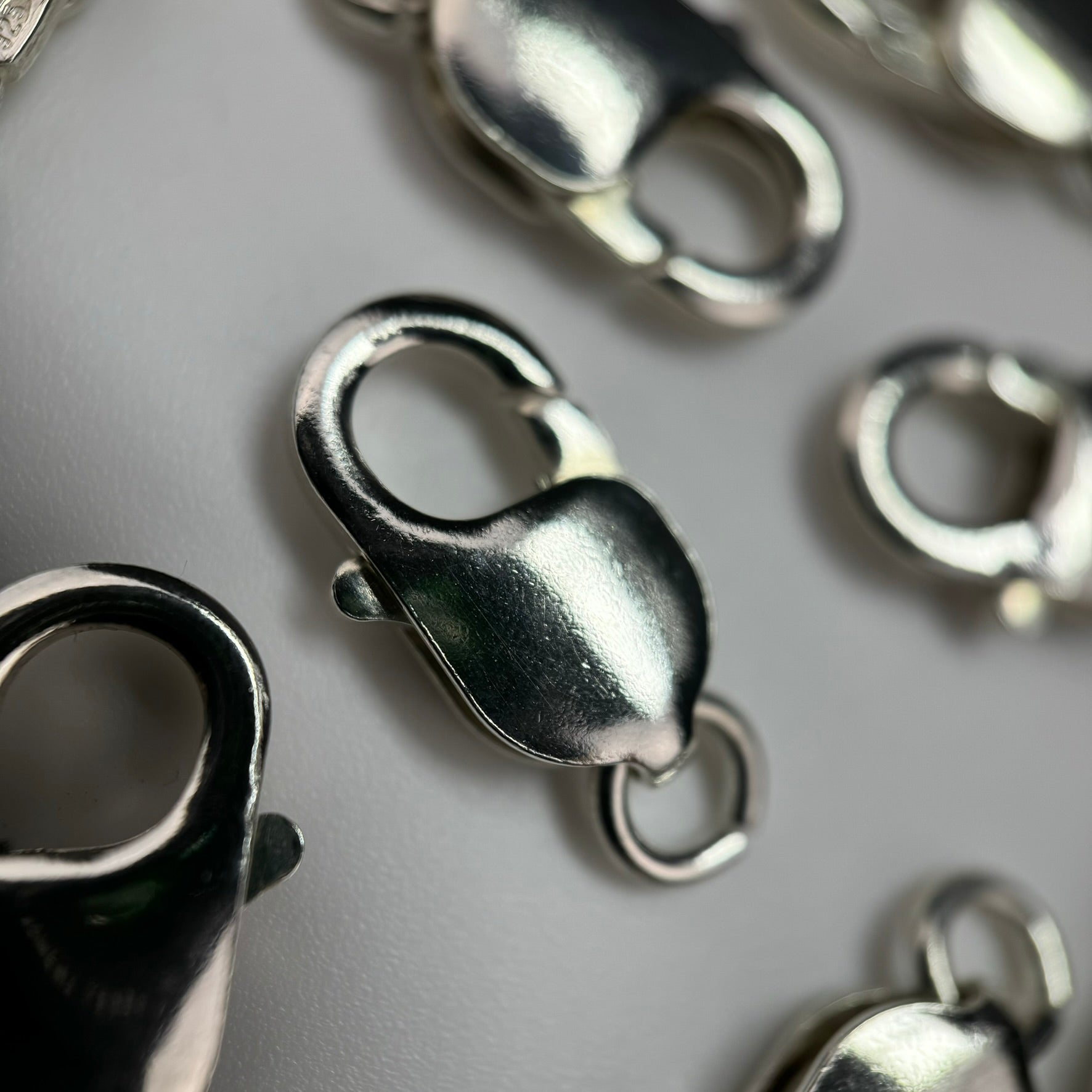 925 Sterling Silver Oblong Lobster Clasp Open Jump Ring 18mm - (Each) image 1