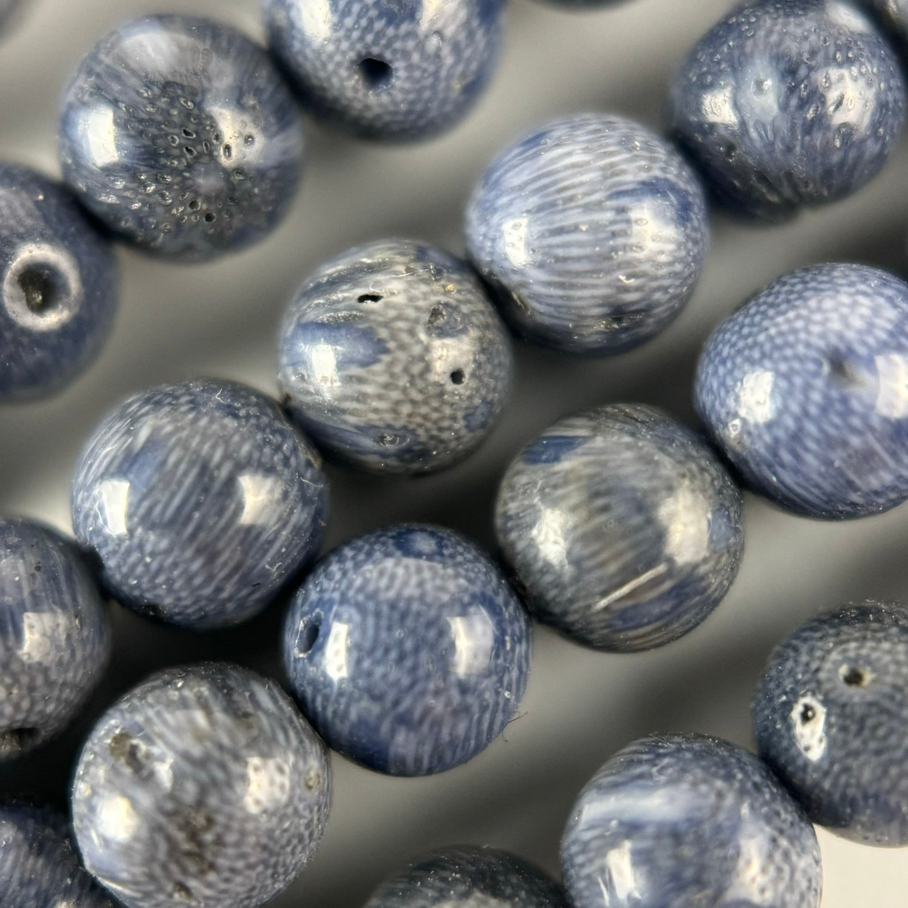 Blue Coral Polished Round Beads image 1