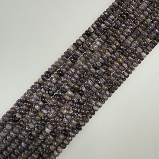 Rondelle Polished Charoite Beads - (AA Quality)