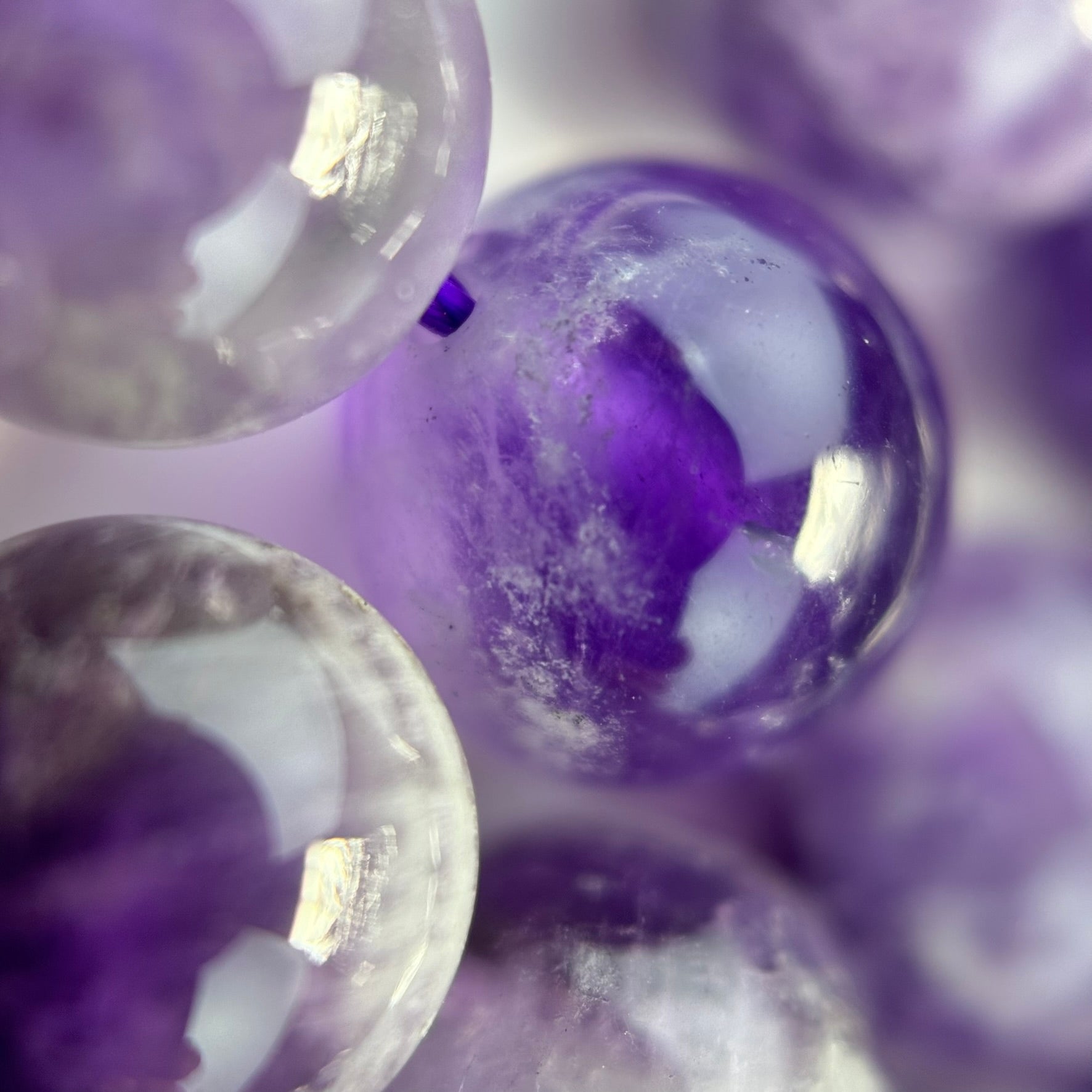 Chevron Amethyst Polished Round Beads image 6