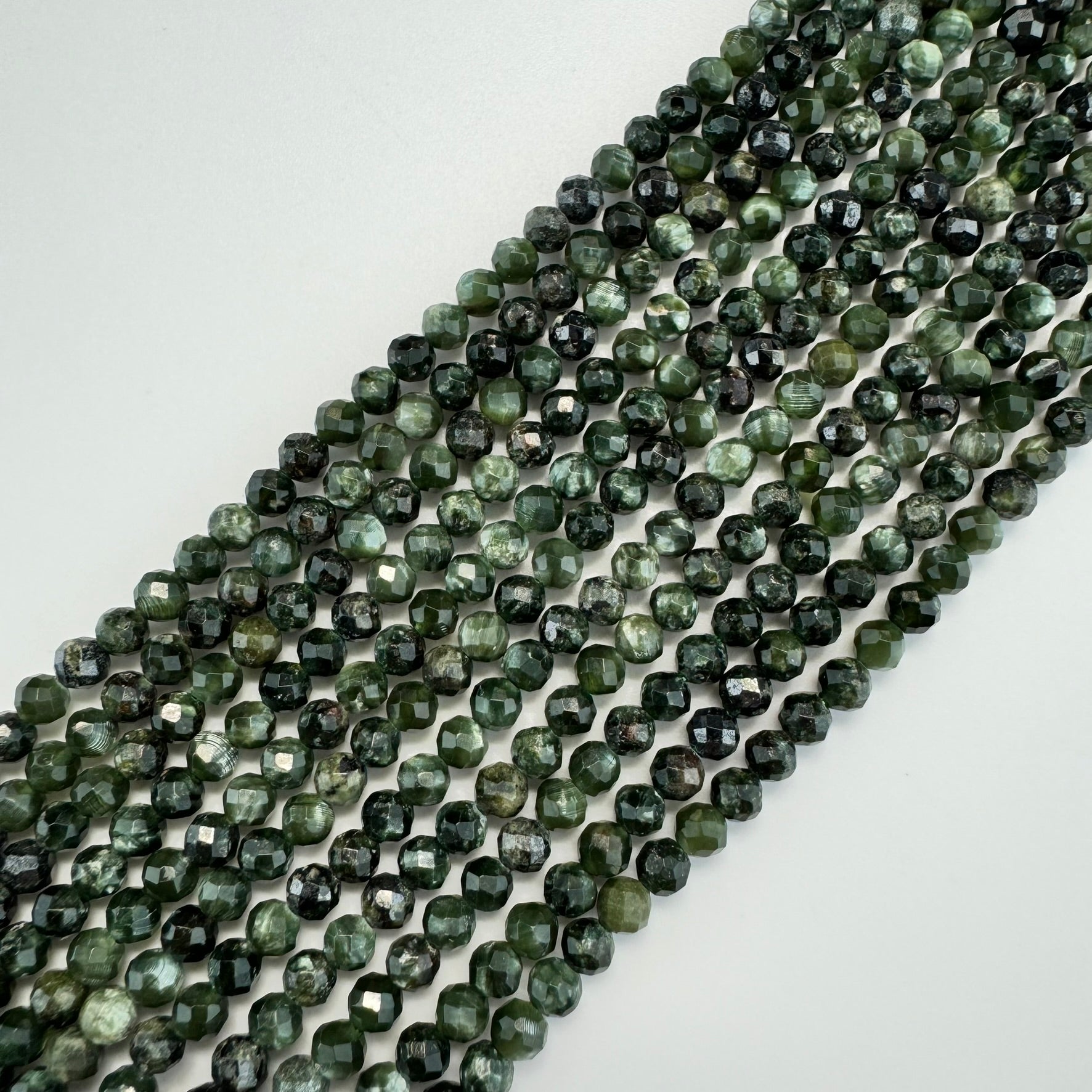 Seraphinite Faceted Round Beads (4.5mm) image 0