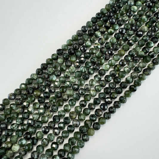 Seraphinite Faceted Round Beads (4.5mm) image 0