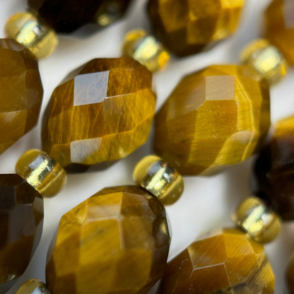Tiger's Eye Faceted Barrel 8 Beads image 6