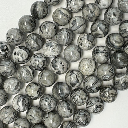 Grey Crazy Lace Agate Polished Round Beads image 6