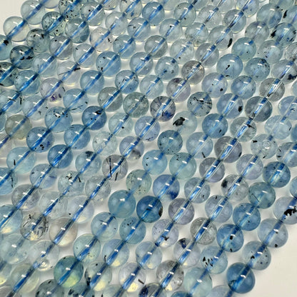 Aquamarine Polished Round Gemstone Beads (6mm) - AAA Quality image 3