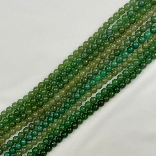 Green Aventurine Quartz Polished Round Beads