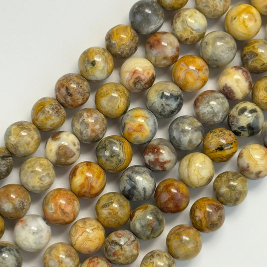 Golden Crazy Lace Agate Polished Round Beads image 0