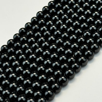 Black Obsidian Polished  Round Beads image 1