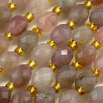 Madagascar Rose Quartz Faceted Barrel 8 Beads image 2