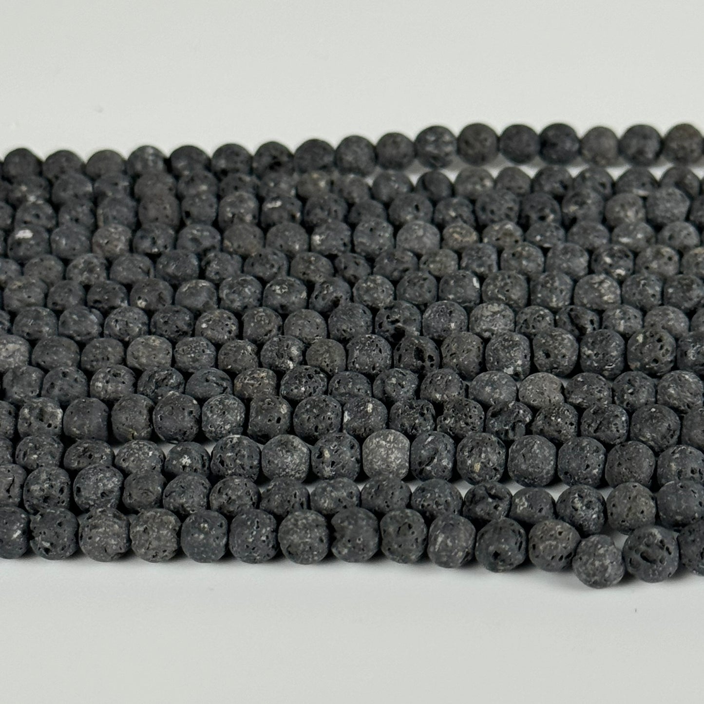 Black Lava Stones Unwaxed Round Beads image 2