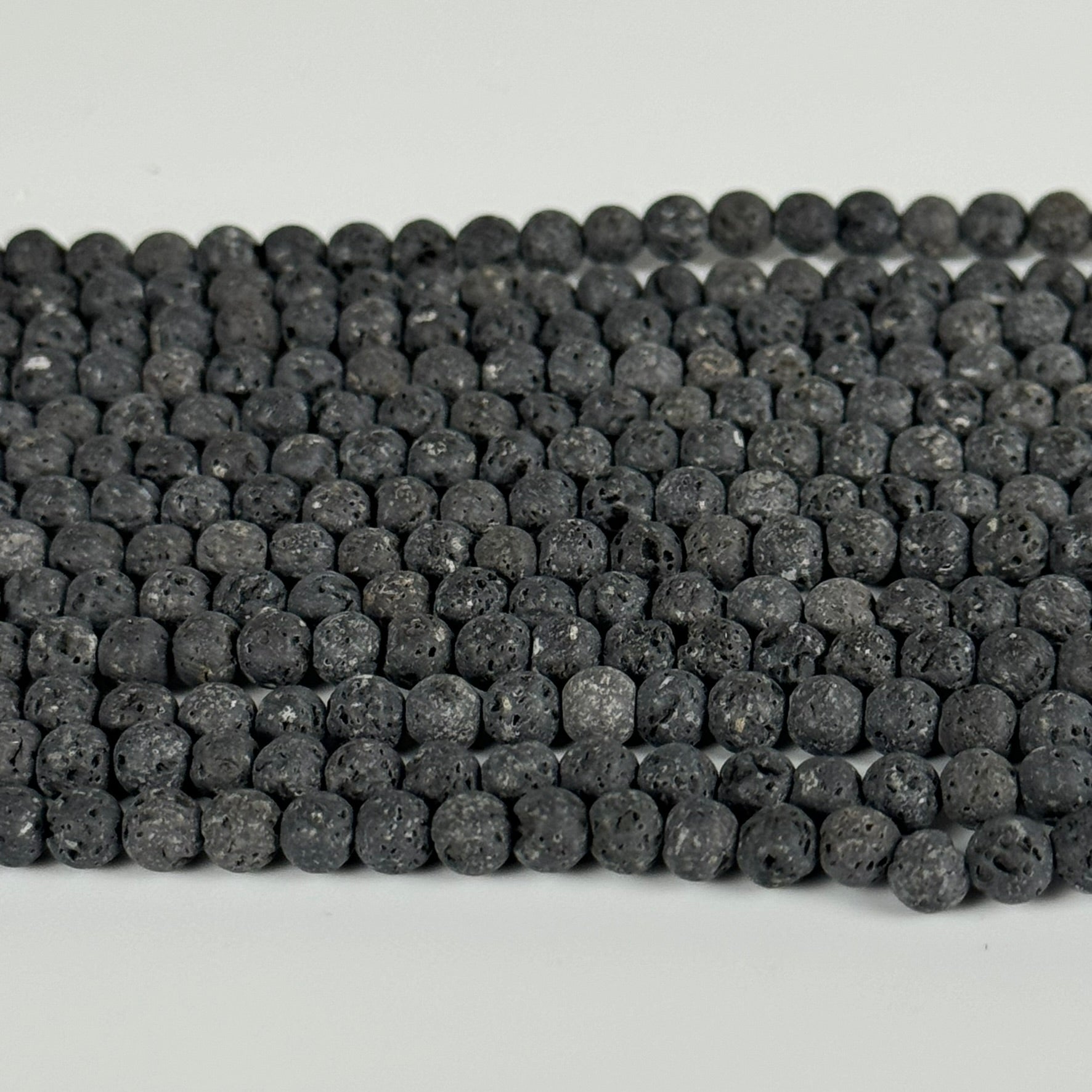 Black Lava Stones Unwaxed Round Beads image 2