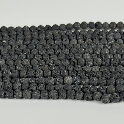 Black Lava Stones Unwaxed Round Beads image 2