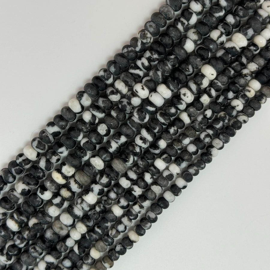 Black and White Jasper Rondelle Beads image 0