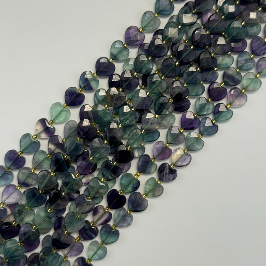 Fluorite Faceted Heart Shape Beads image 0