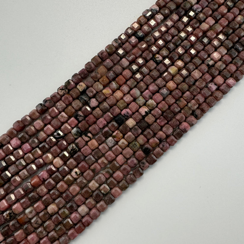 Faceted Square Semi Precious Stone Beads