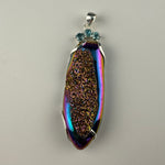 Titanium-Coated Druzy Pendant with Three Blue Zircons image 5
