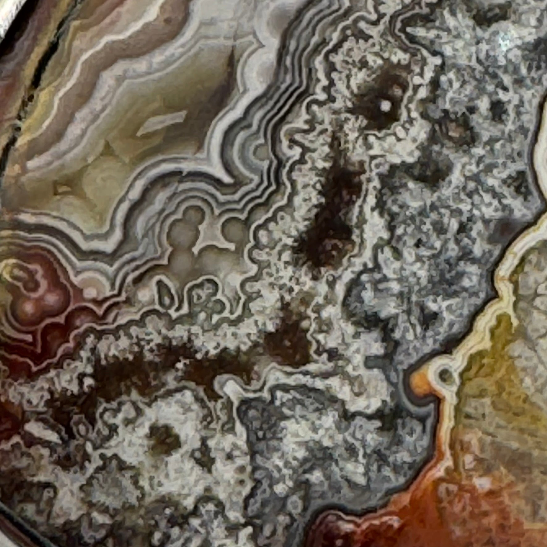 Double-Sided Mexican Crazy Lace Agate 925 Sterling Silver Pendant image 1
