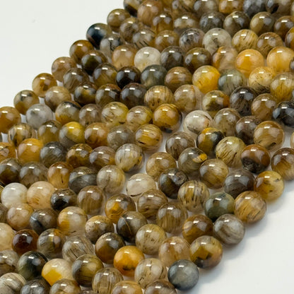 Quartz with Tiger's Eye Polished Round Beads image 4