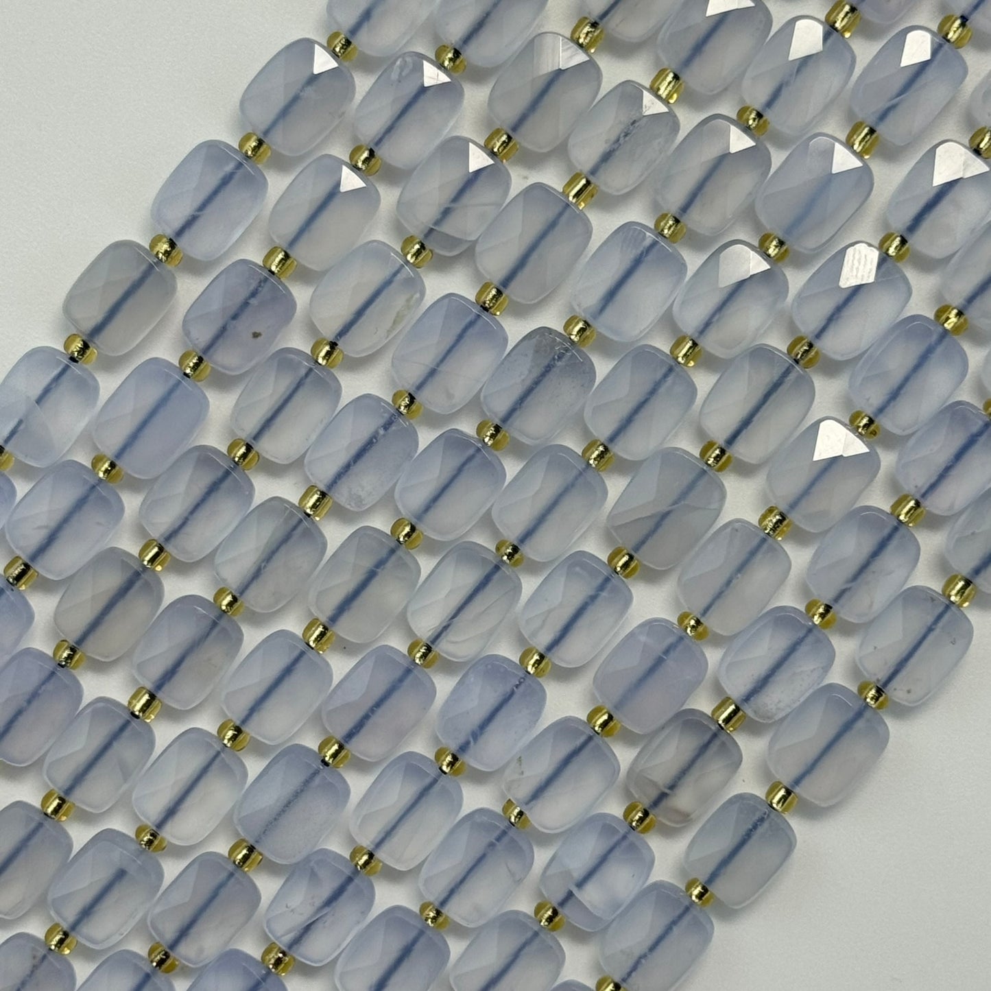 Blue Chalcedony Rectangular Faceted Cushion Cut Beads10xÂ8 mm Beads image 7