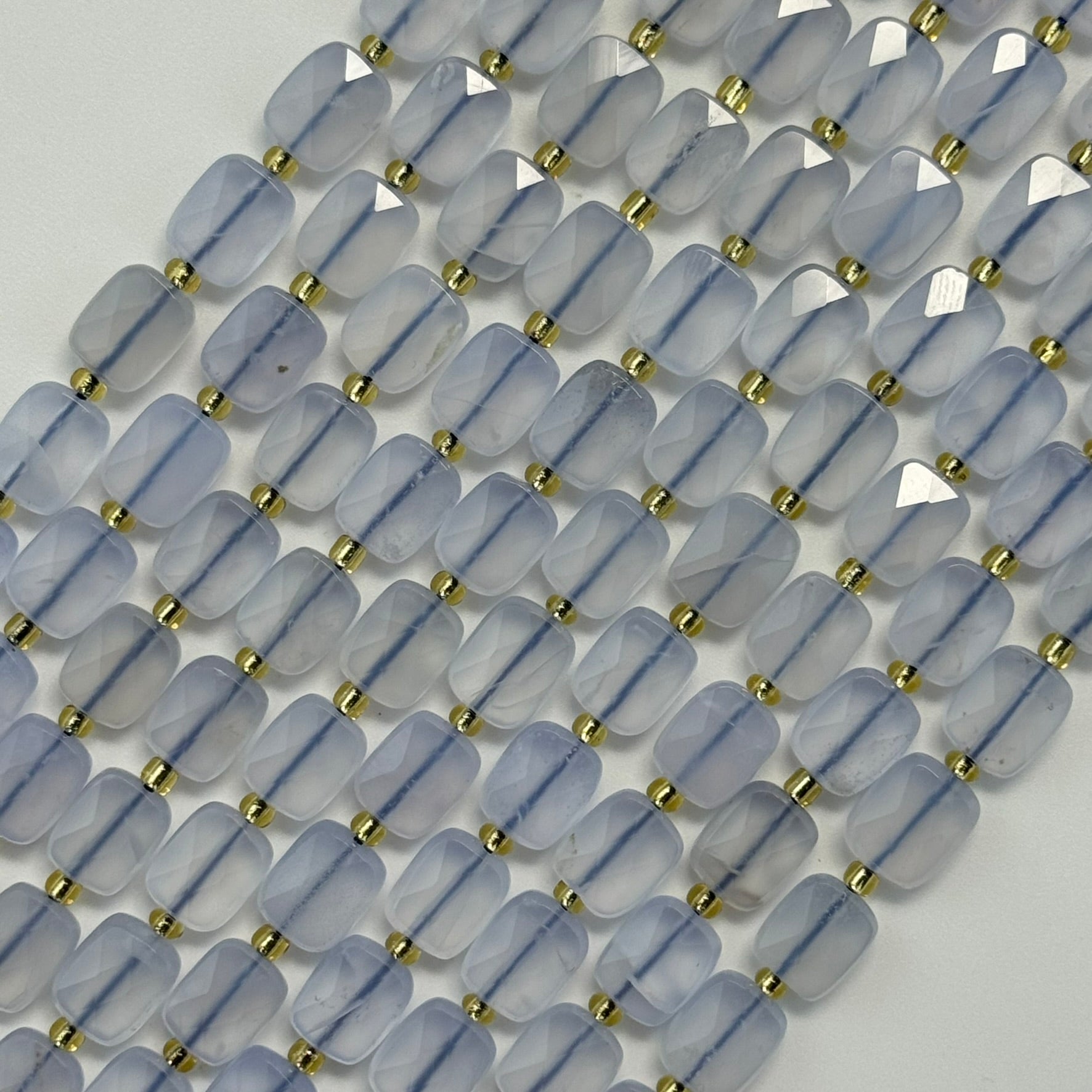 Blue Chalcedony Rectangular Faceted Cushion Cut Beads10xÂ8 mm Beads image 7