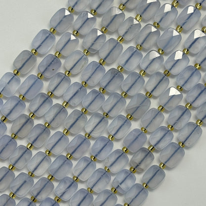 Blue Chalcedony Rectangular Faceted Cushion Cut Beads10xÂ8 mm Beads image 7