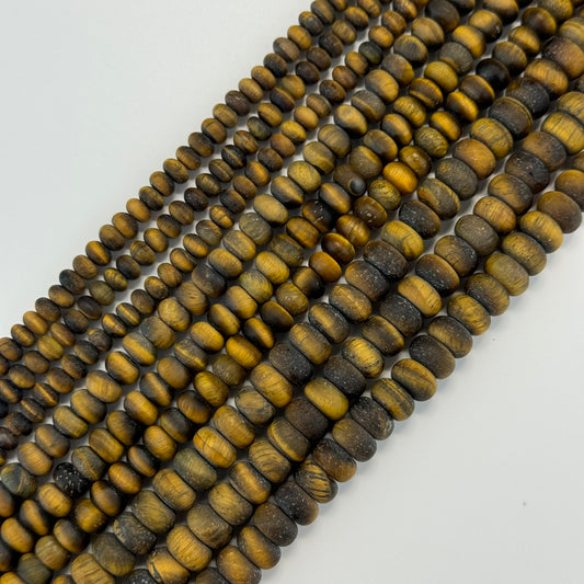 Tiger's Eye Frosted Rondelle Beads (A Quality)