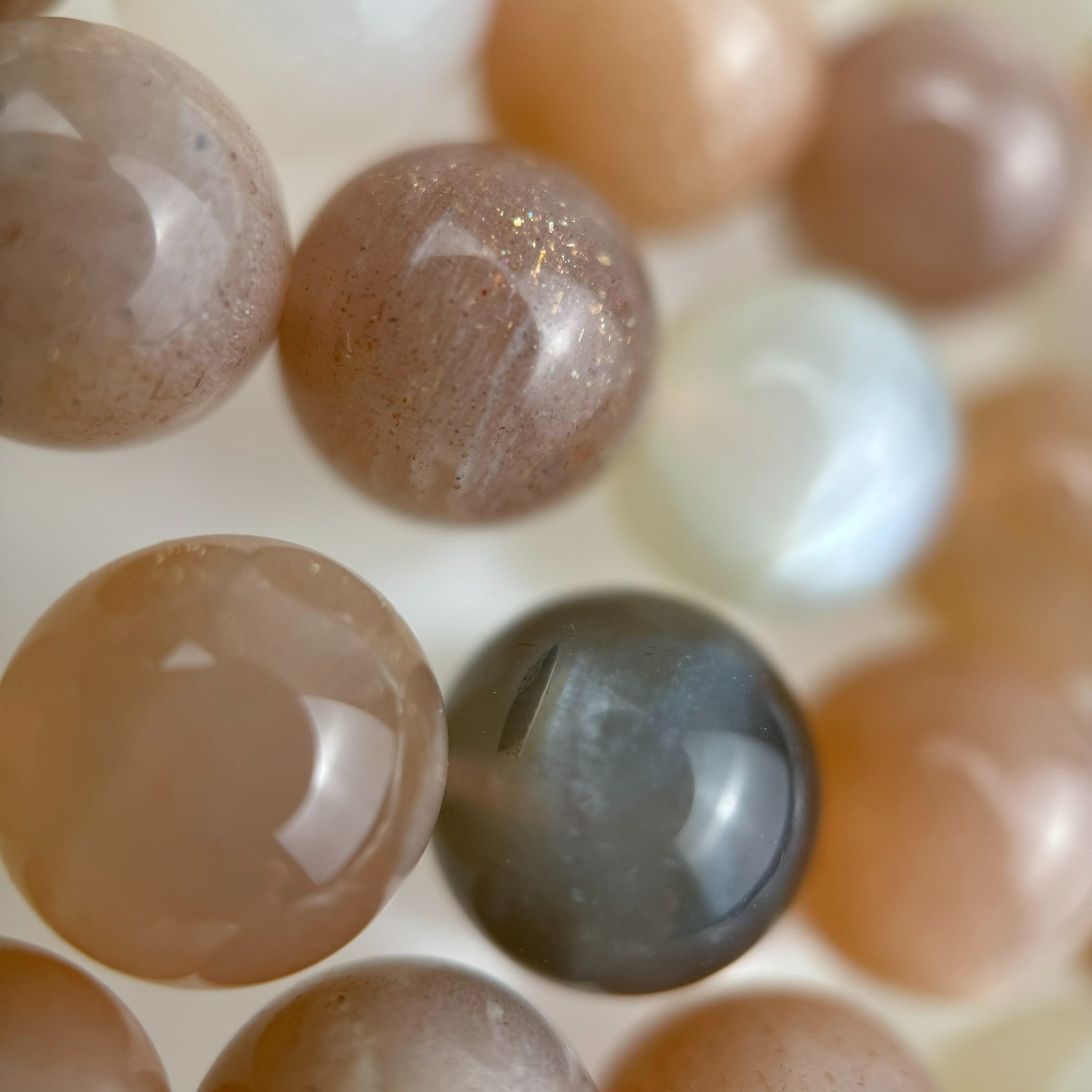 Mix-Pink Moonstone & Sunstone AA Polished Round Beads image 1