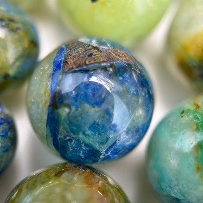 Azurite and Chrysocolla Polished Round Beads  - A Quality image 5