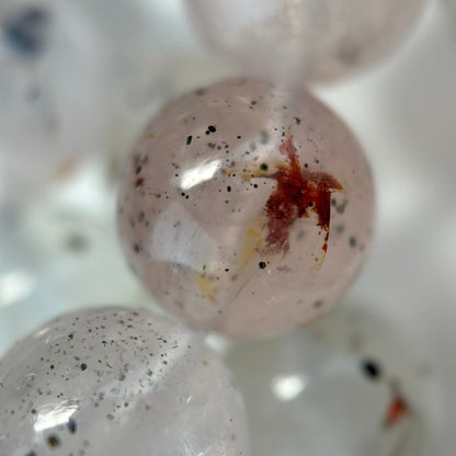 Rose Quartz Lepidocrocite Polished Round Beads image 2