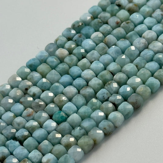 Larimar Faceted Square Beads (AA Quality)