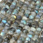 Labradorite Single Cut Faceted Rondelle Beads (High Quality) image 2