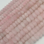 Rose Quartz Frosted Rondelle Beads image 1