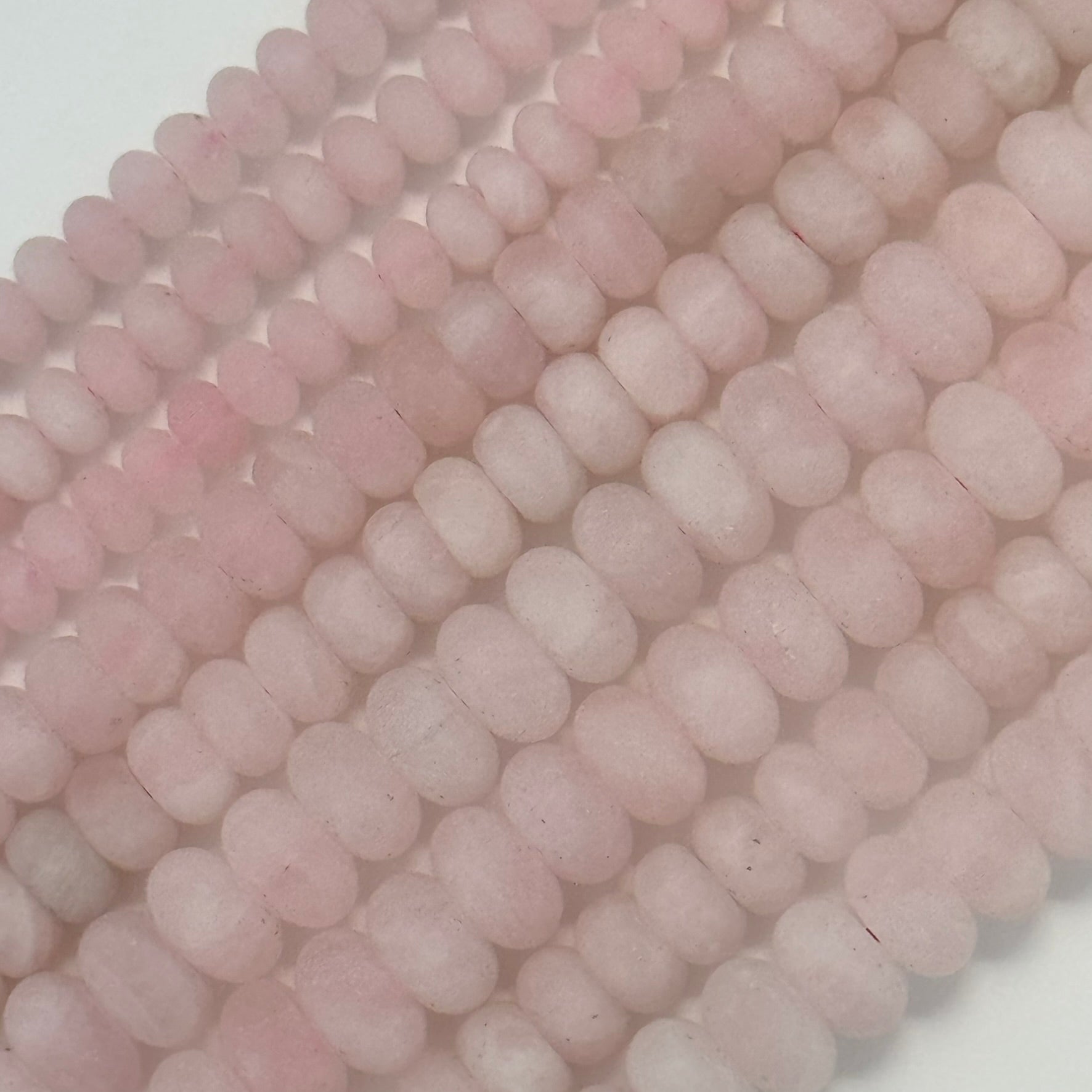 Rose Quartz Frosted Rondelle Beads image 1