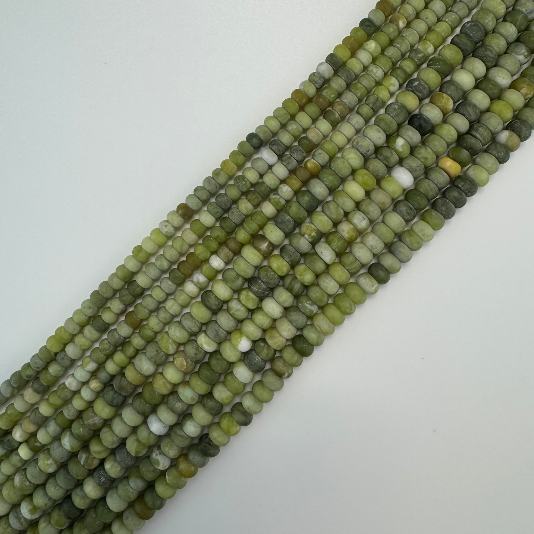 Green Serpentine Frosted Rondelle Beads image 3