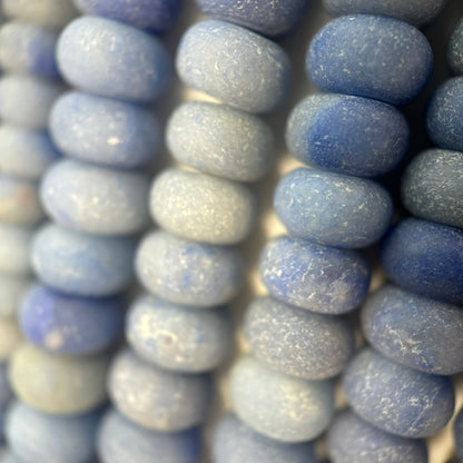 Blue Aventurine Quartz Frosted Rondelle Beads image 3