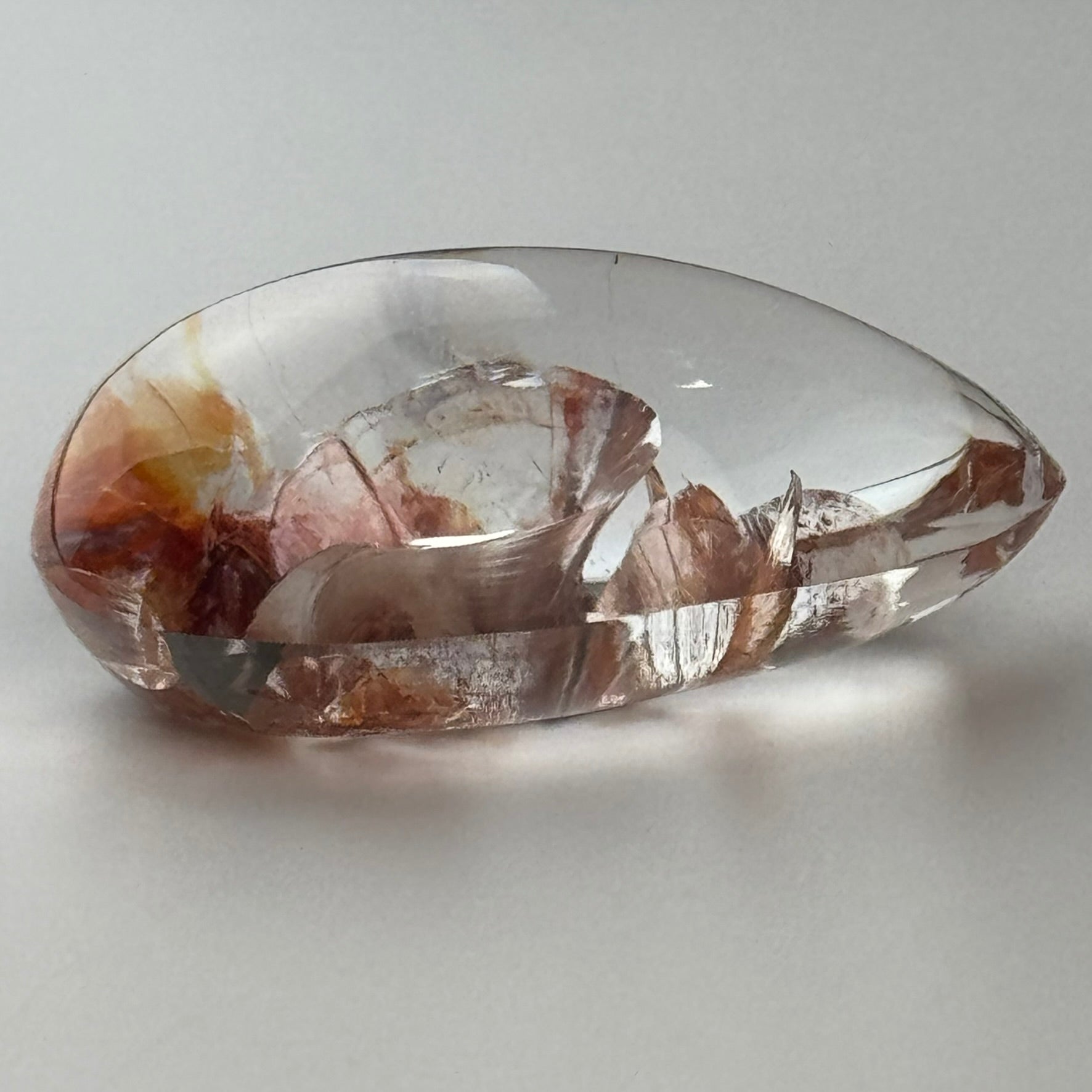 Quartz Cabochon with Amazing Lepidocrocite Inclusion Mirror-Like Inclusion image 8