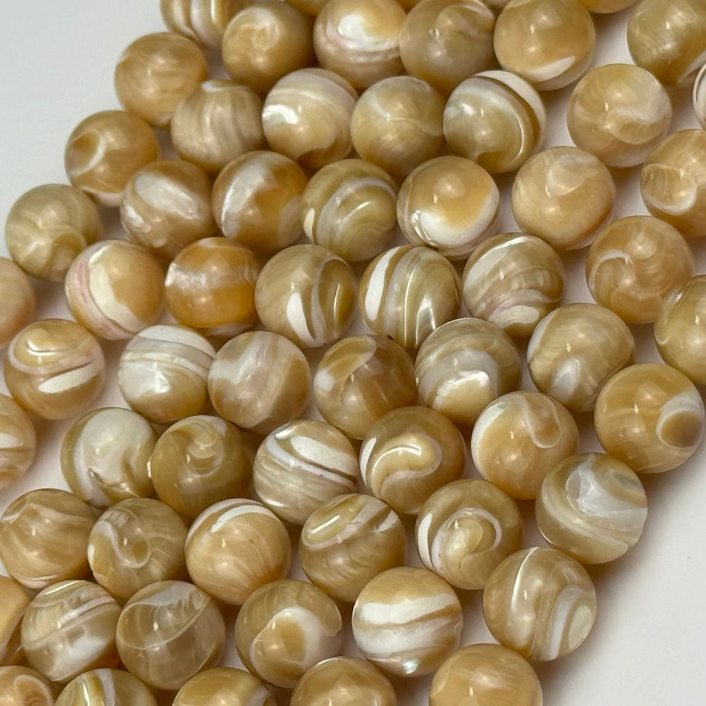 Yellow Banded Calcite Beads - Polished Round