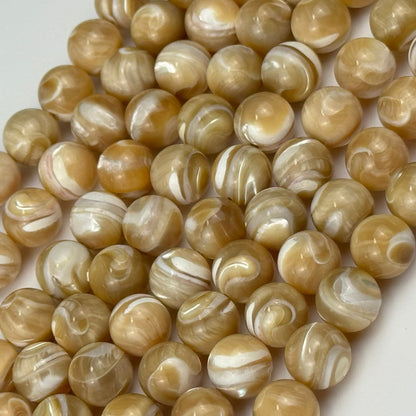 Yellow Banded Calcite Beads - Polished Round